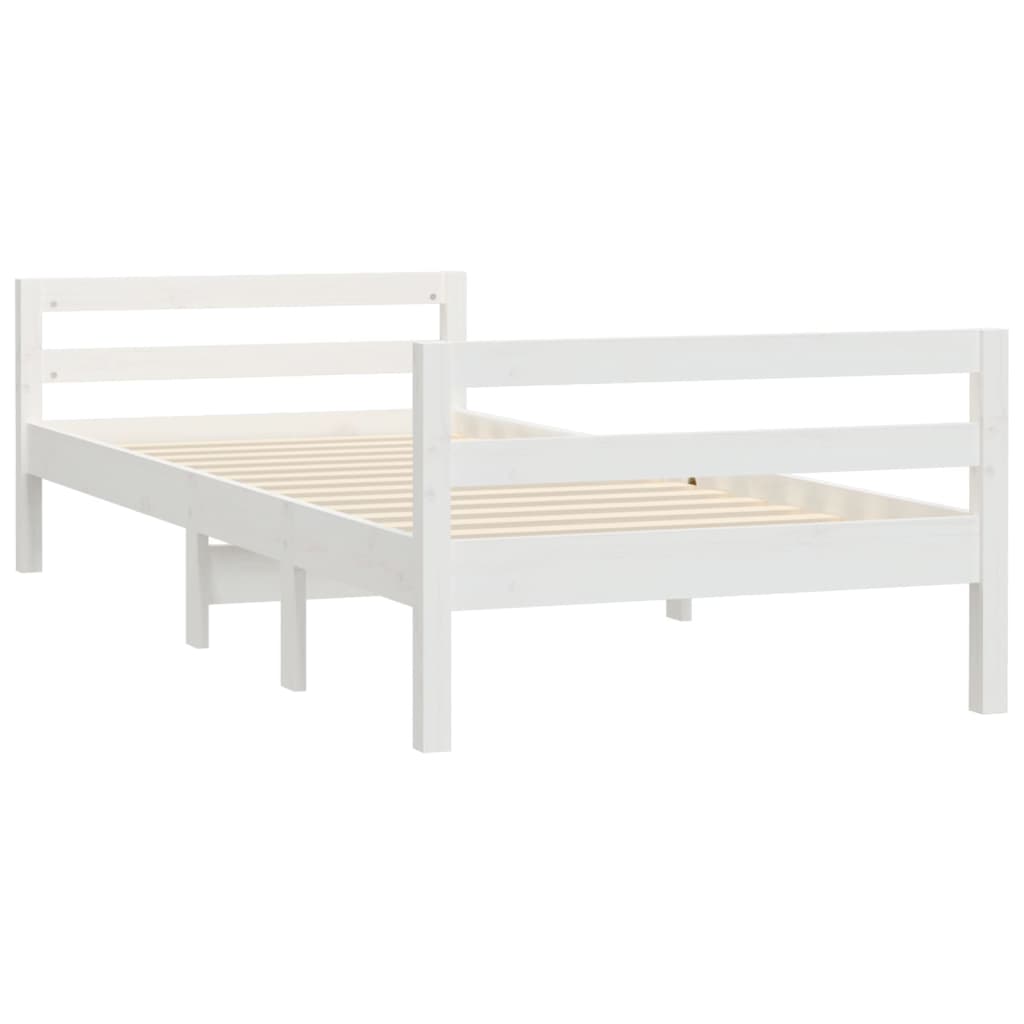 Letto senza Materasso Bianco 90x190 cm in Legno Massello Pino 821635