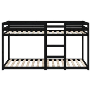 Letto a Castello Nero 80x200 cm in Legno Massello di Pino 821653