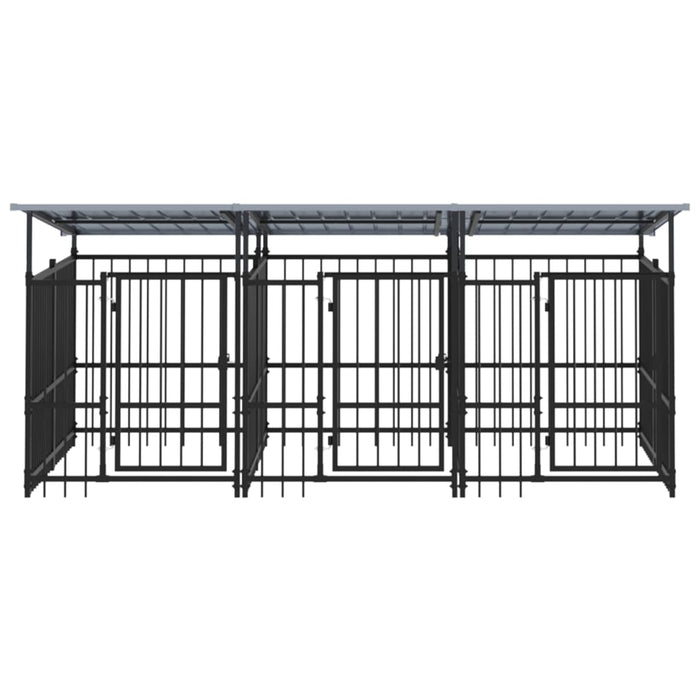 Gabbia per Cani da Esterno con Tetto in Acciaio 5,63 m² 3124590