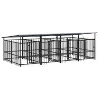 Gabbia per Cani da Esterno con Tetto in Acciaio 7,51 m² 3124591