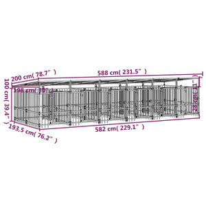 Gabbia per Cani da Esterno con Tetto in Acciaio 11,26 mÂ² cod mxl 44307