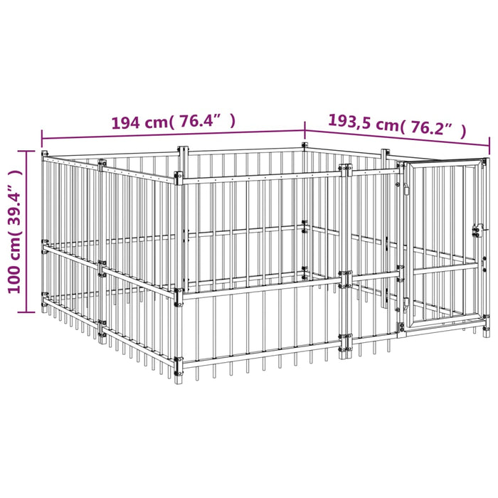 Gabbia per Cani da Esterno in Acciaio 3,75 m² 3124598