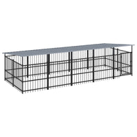 Gabbia per Cani da Esterno con Tetto in Acciaio 9,38 mÂ² cod mxl 42286