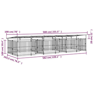 Gabbia per Cani da Esterno con Tetto in Acciaio 11,26 mÂ² cod mxl 44296