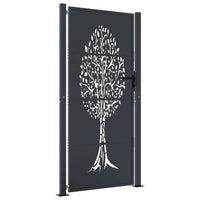 Cancello Giardino Antracite 105x180 cm in Acciaio Design Albero