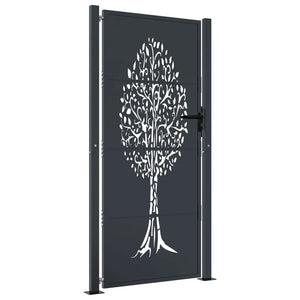 Cancello Giardino Antracite 105x180 cm in Acciaio Design Albero