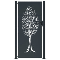 Cancello Giardino Antracite 105x180 cm in Acciaio Design Albero