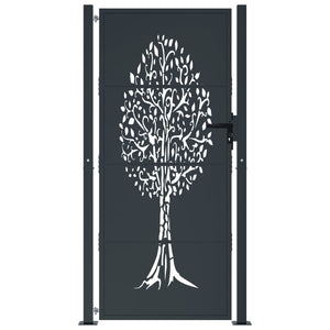 Cancello Giardino Antracite 105x180 cm in Acciaio Design Albero