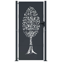 Cancello da giardino-Porta da giardino antracite 105x180 cm in acciaio con design ad albero