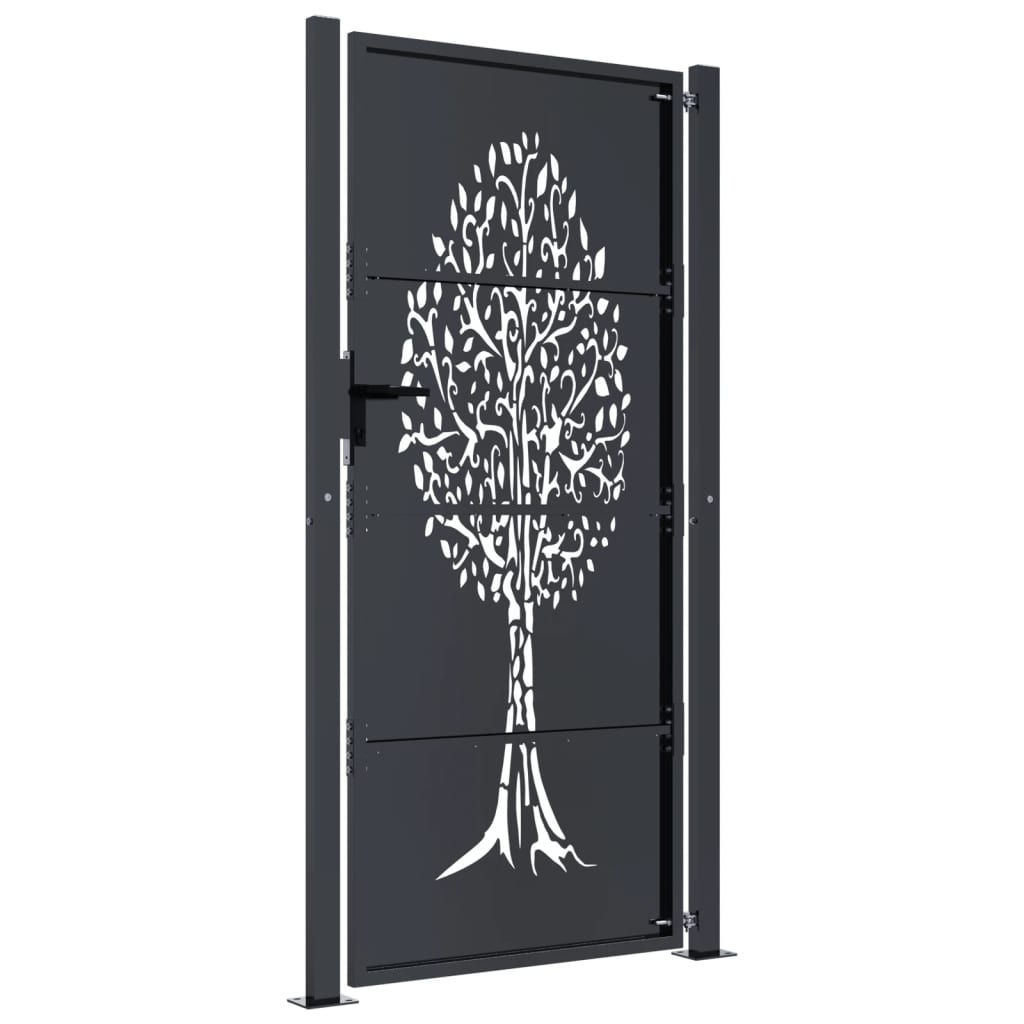 Cancello Giardino Antracite 105x180 cm in Acciaio Design Albero