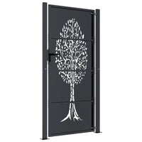 Cancello Giardino Antracite 105x180 cm in Acciaio Design Albero