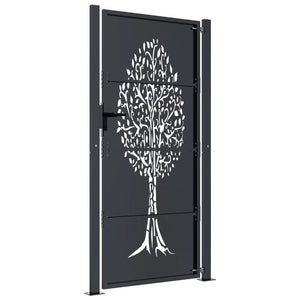 Cancello Giardino Antracite 105x180 cm in Acciaio Design Albero