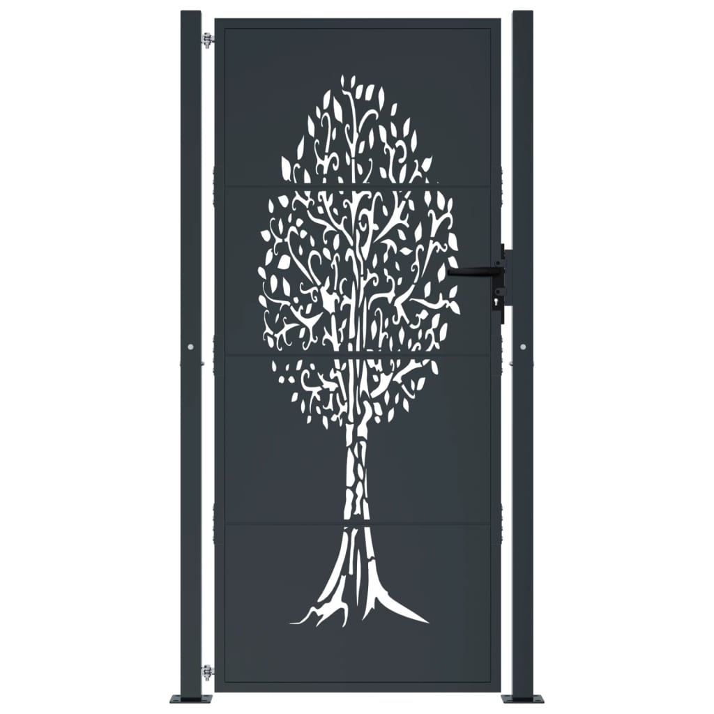 Cancello Giardino Antracite 105x205 cm in Acciaio Design Albero