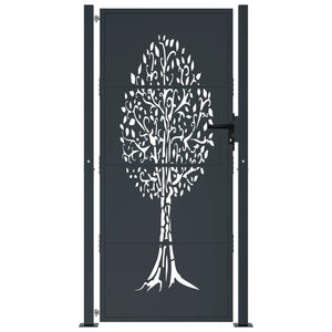 Cancello Giardino Antracite 105x205 cm in Acciaio Design Albero