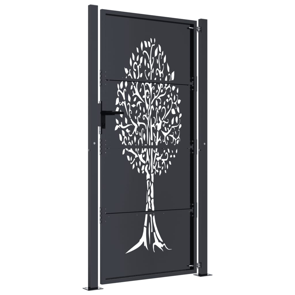Cancello Giardino Antracite 105x205 cm in Acciaio Design Albero