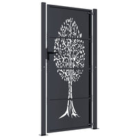 Cancello Giardino Antracite 105x205 cm in Acciaio Design Albero