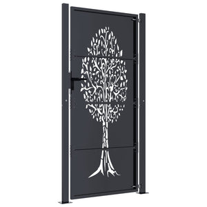 Cancello Giardino Antracite 105x205 cm in Acciaio Design Albero