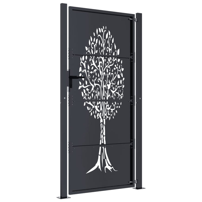 Cancello Giardino Antracite 105x205 cm in Acciaio Design Albero
