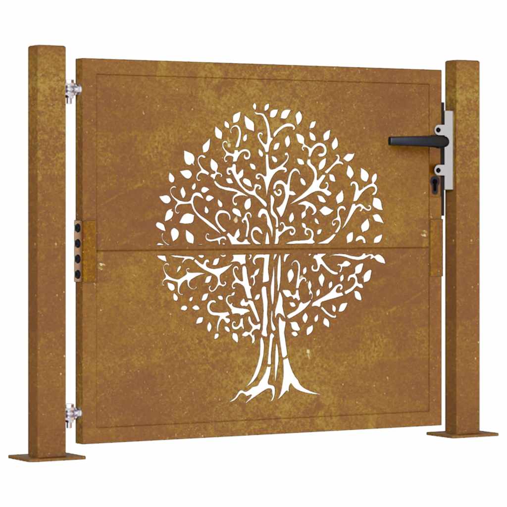 Cancello da Giardino 105x80 cm in Acciaio Corten Design Albero 153160