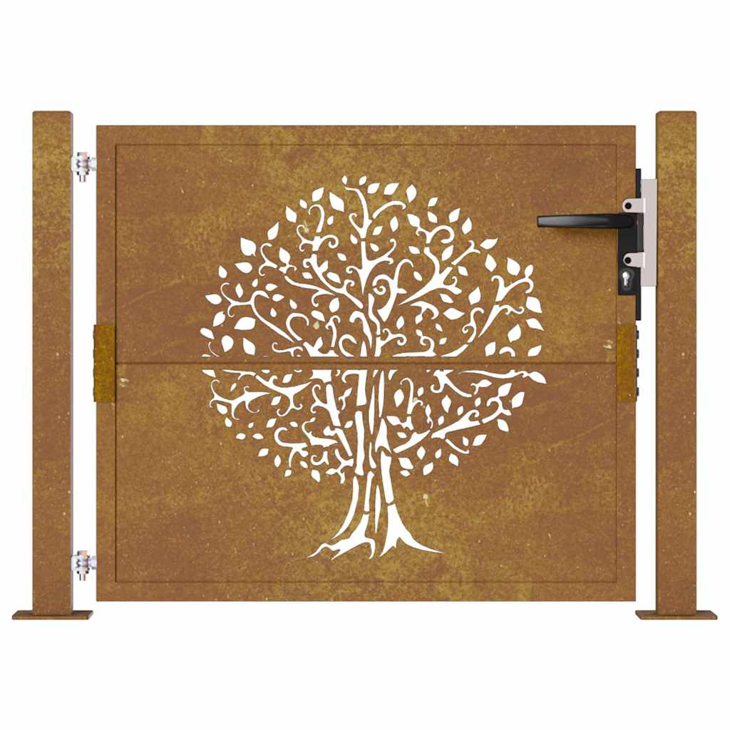 Cancello da Giardino 105x80 cm in Acciaio Corten Design Albero 153160