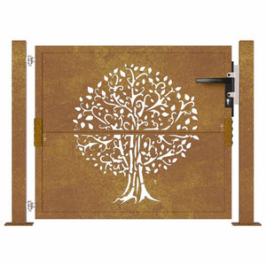 Cancello da Giardino 105x80 cm in Acciaio Corten Design Albero 153160