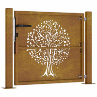 Cancello da Giardino 105x80 cm in Acciaio Corten Design Albero