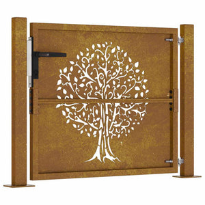 Cancello da Giardino 105x80 cm in Acciaio Corten Design Albero 153160