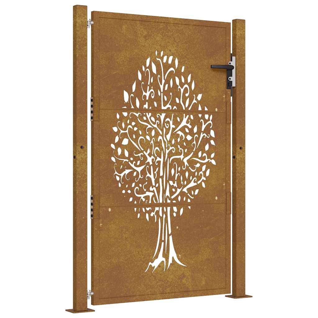 Cancello da Giardino 105x130 cm in Acciaio Corten Design Albero 153162
