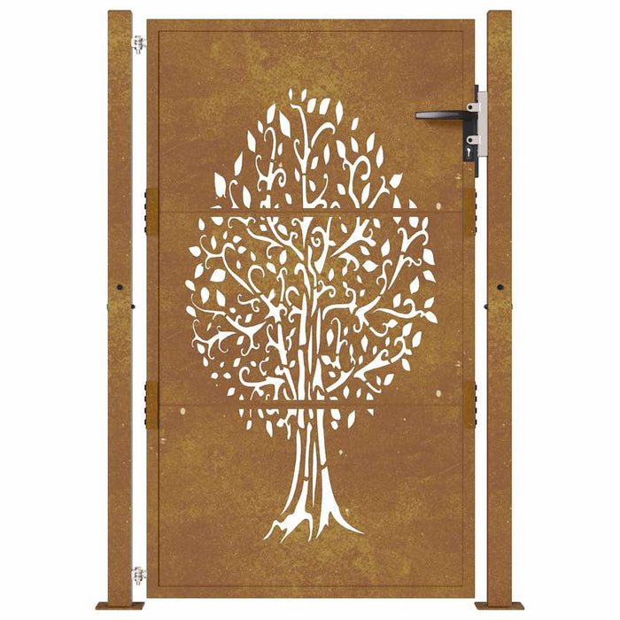Cancello da Giardino 105x130 cm in Acciaio Corten Design Albero 153162
