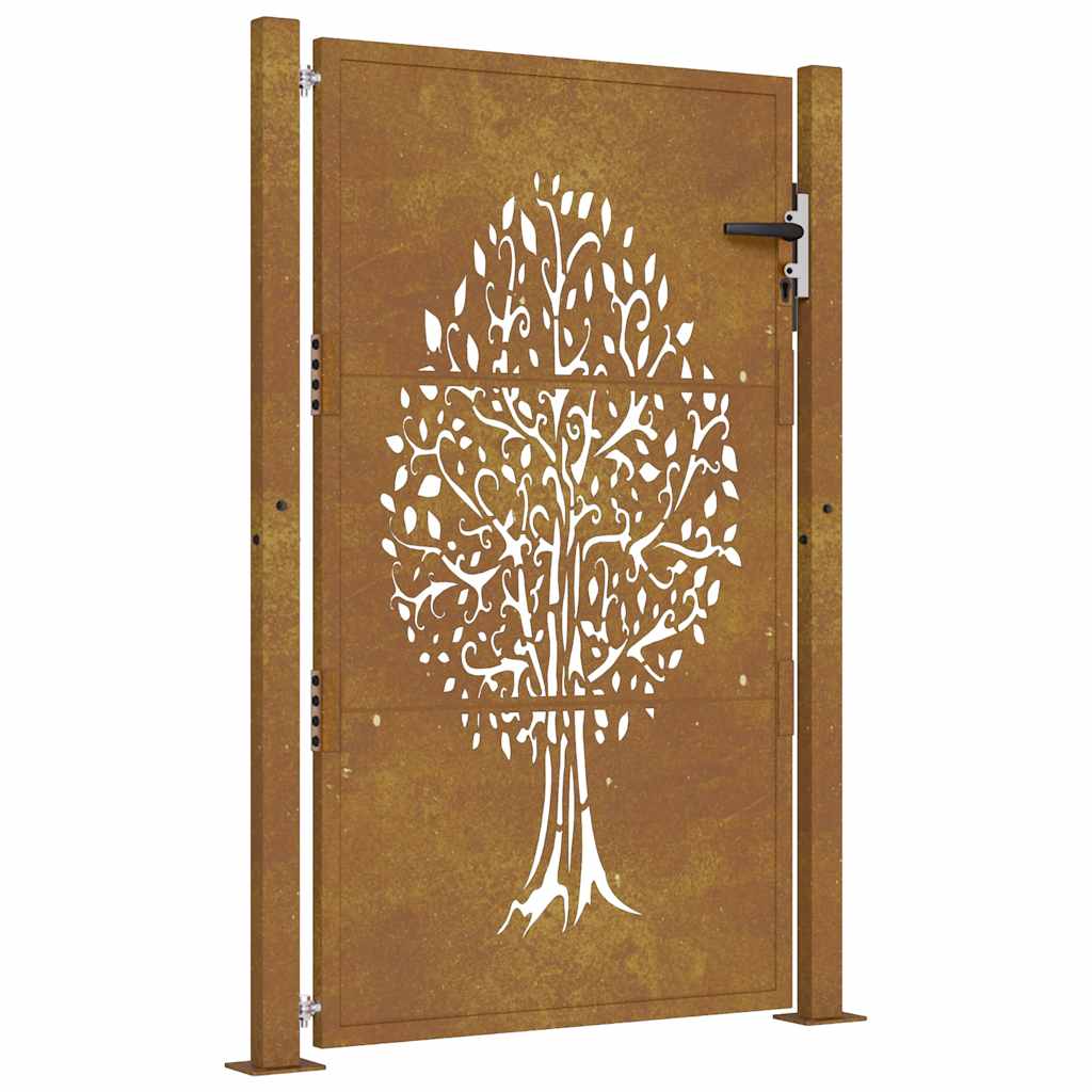 Cancello da Giardino 105x155 cm in Acciaio Corten Design Albero