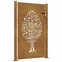 Cancello da Giardino 105x155 cm in Acciaio Corten Design Albero
