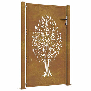 Cancello da Giardino 105x155 cm in Acciaio Corten Design Albero