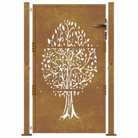 Cancello da Giardino 105x155 cm in Acciaio Corten Design Albero