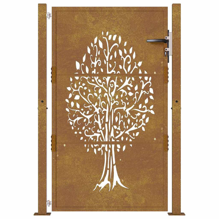 Cancello da Giardino 105x155 cm in Acciaio Corten Design Albero