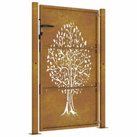 Cancello da Giardino 105x155 cm in Acciaio Corten Design Albero