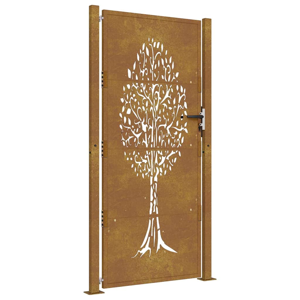 Cancello da Giardino 105x180 cm in Acciaio Corten Design Albero
