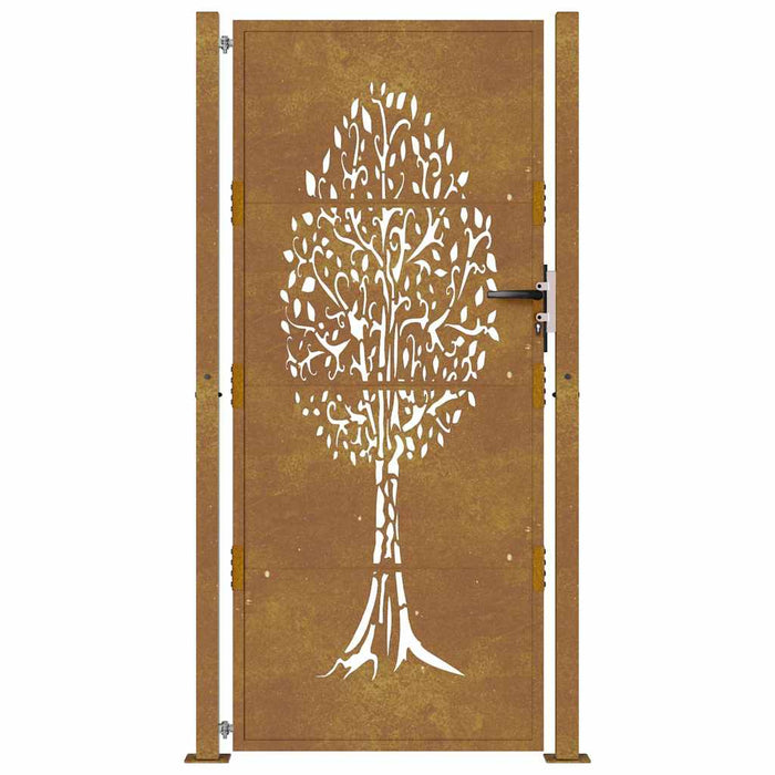 Cancello da Giardino 105x180 cm in Acciaio Corten Design Albero