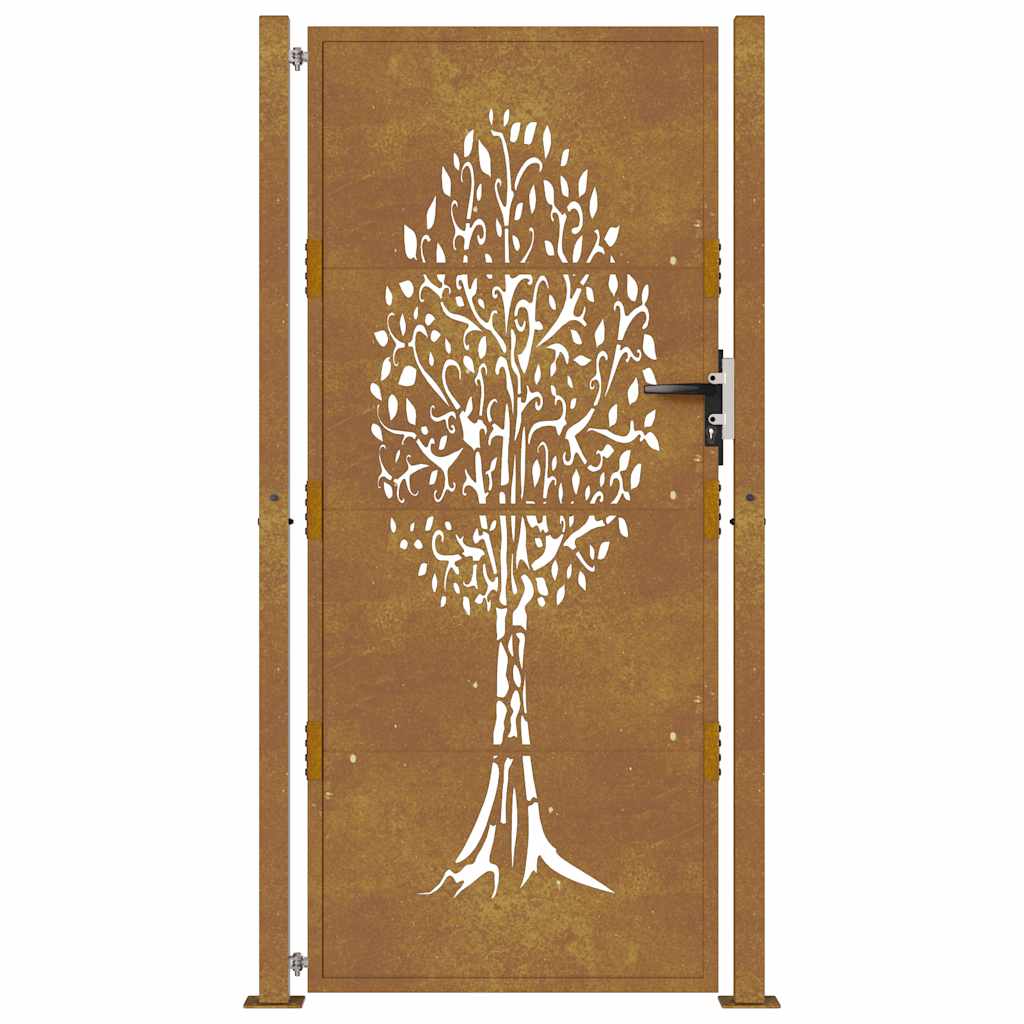 Cancello da Giardino 105x180 cm in Acciaio Corten Design Albero 153164