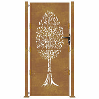 Cancello da Giardino 105x180 cm in Acciaio Corten Design Albero 153164