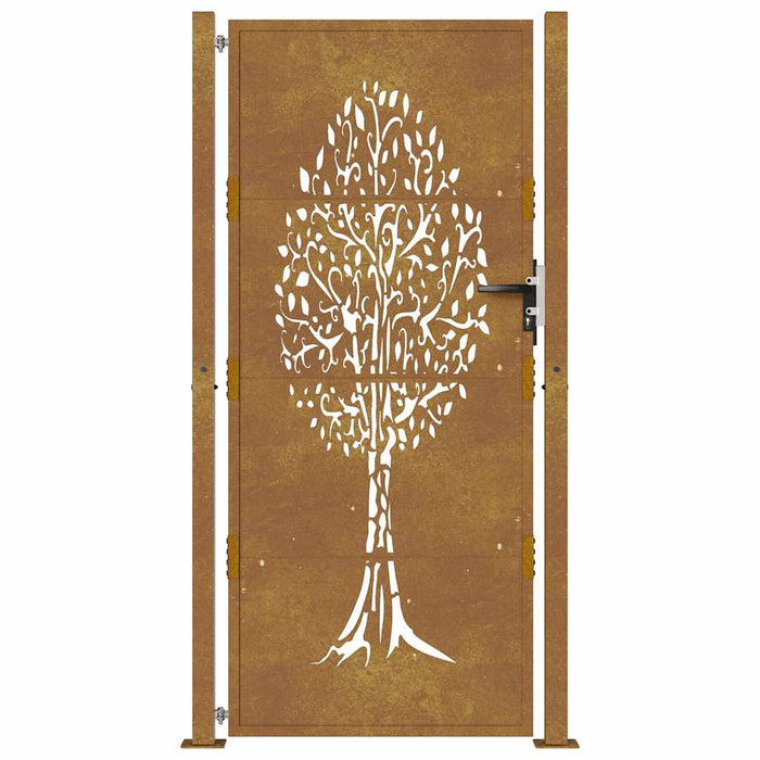 Cancello da Giardino 105x180 cm in Acciaio Corten Design Albero 153164