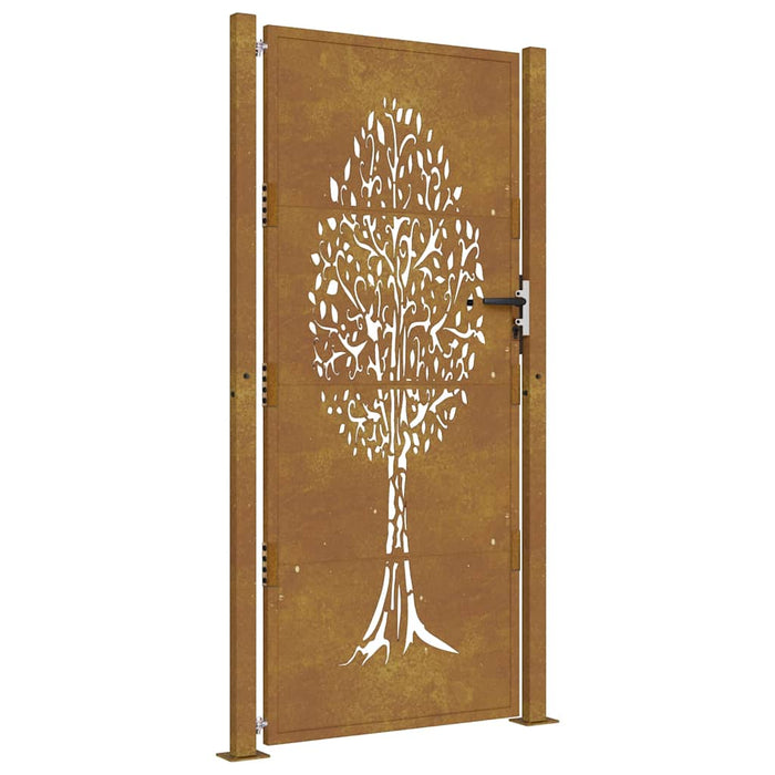 Cancello da Giardino 105x205 cm in Acciaio Corten Design Albero