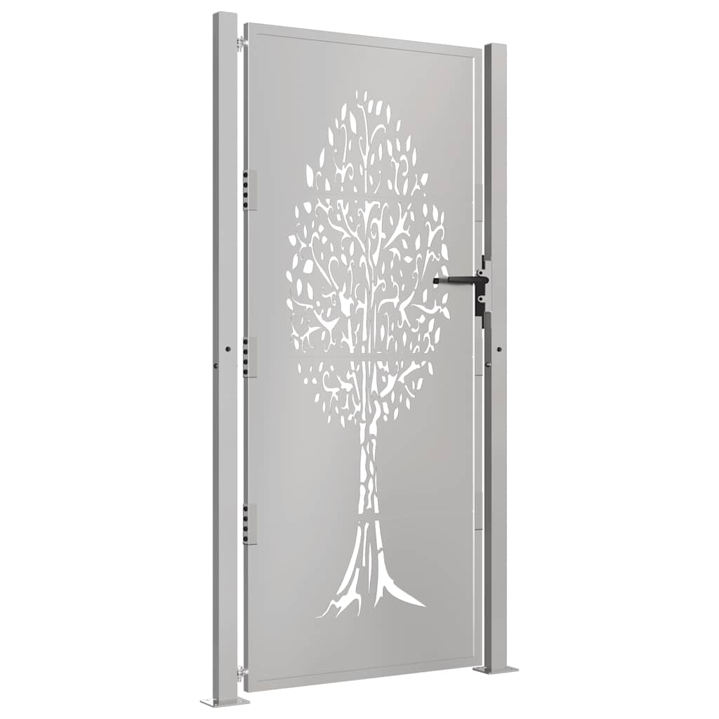 Cancello da Giardino 105x205 cm in Acciaio Corten Design Albero