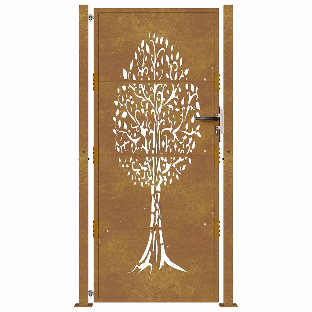Cancello da Giardino 105x205 cm in Acciaio Corten Design Albero