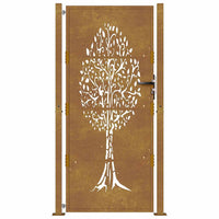 Cancello da Giardino 105x205 cm in Acciaio Corten Design Albero