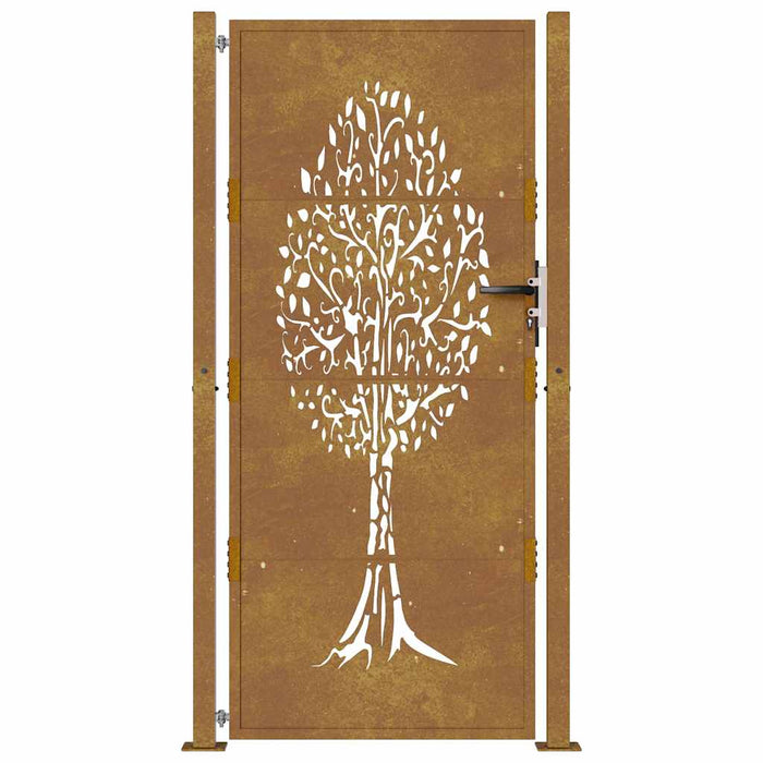 Cancello da Giardino 105x205 cm in Acciaio Corten Design Albero
