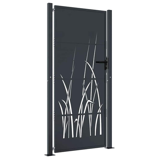 Cancello da giardino-Porta da giardino antracite 105x205 cm in acciaio design erba
