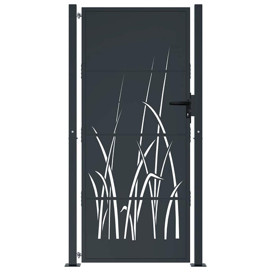 Cancello da giardino-Porta da giardino antracite 105x205 cm in acciaio design erba