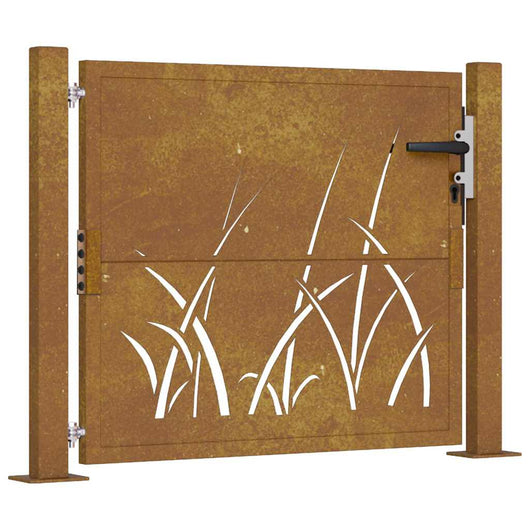 Cancello da Giardino 105x80 cm in Acciaio Corten Design Erba