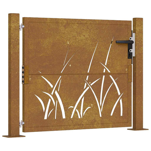 Cancello da Giardino 105x105 cm in Acciaio Corten Design Erba 153173