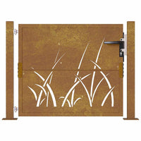 Cancello da Giardino 105x105 cm in Acciaio Corten Design Erba 153173